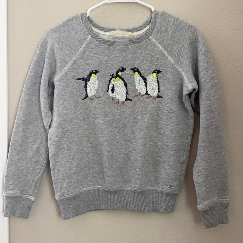 AEO Penguin Sequin Pullover Sweatshirt XS